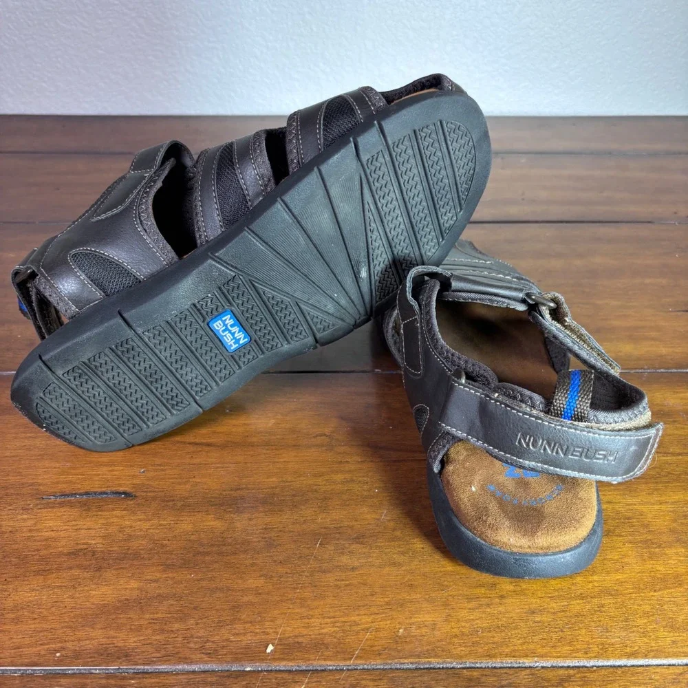 Nunn Bush Fisherman Sandals Mens 11M Brown Closed Toe Memory Foam‎ Hiking